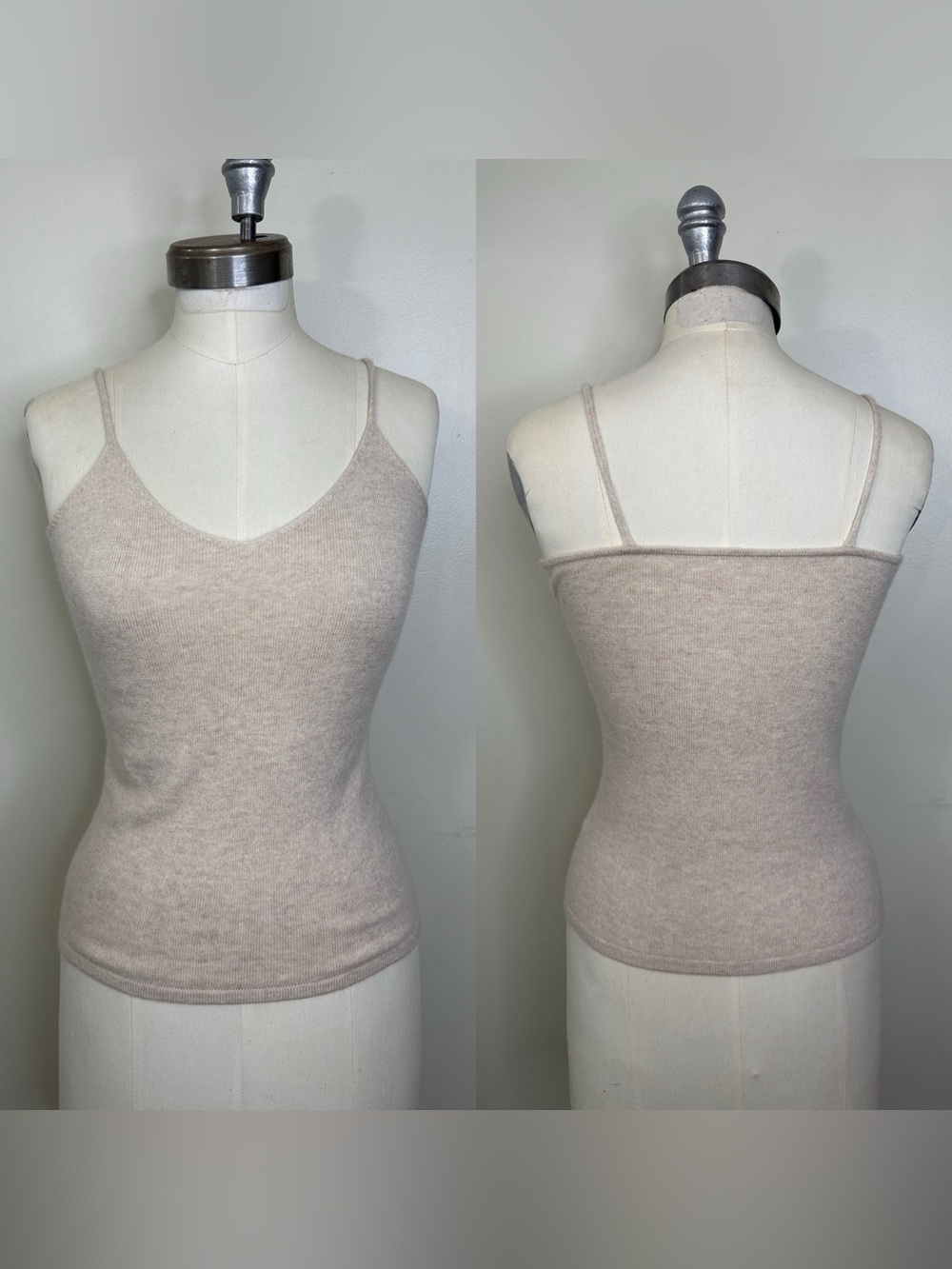 100% CASHMERE CAMISOLE IN BEIGE SIZE 34 LIKE NEW